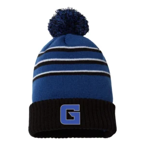 G Striped Pom Pom Beanie